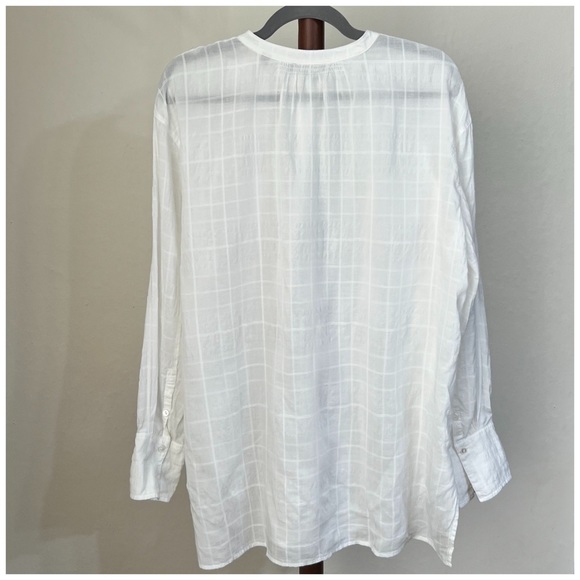 Vince white windowpane shadow plaid long sleeve oversized tunic blouse medium - Picture 9 of 10
